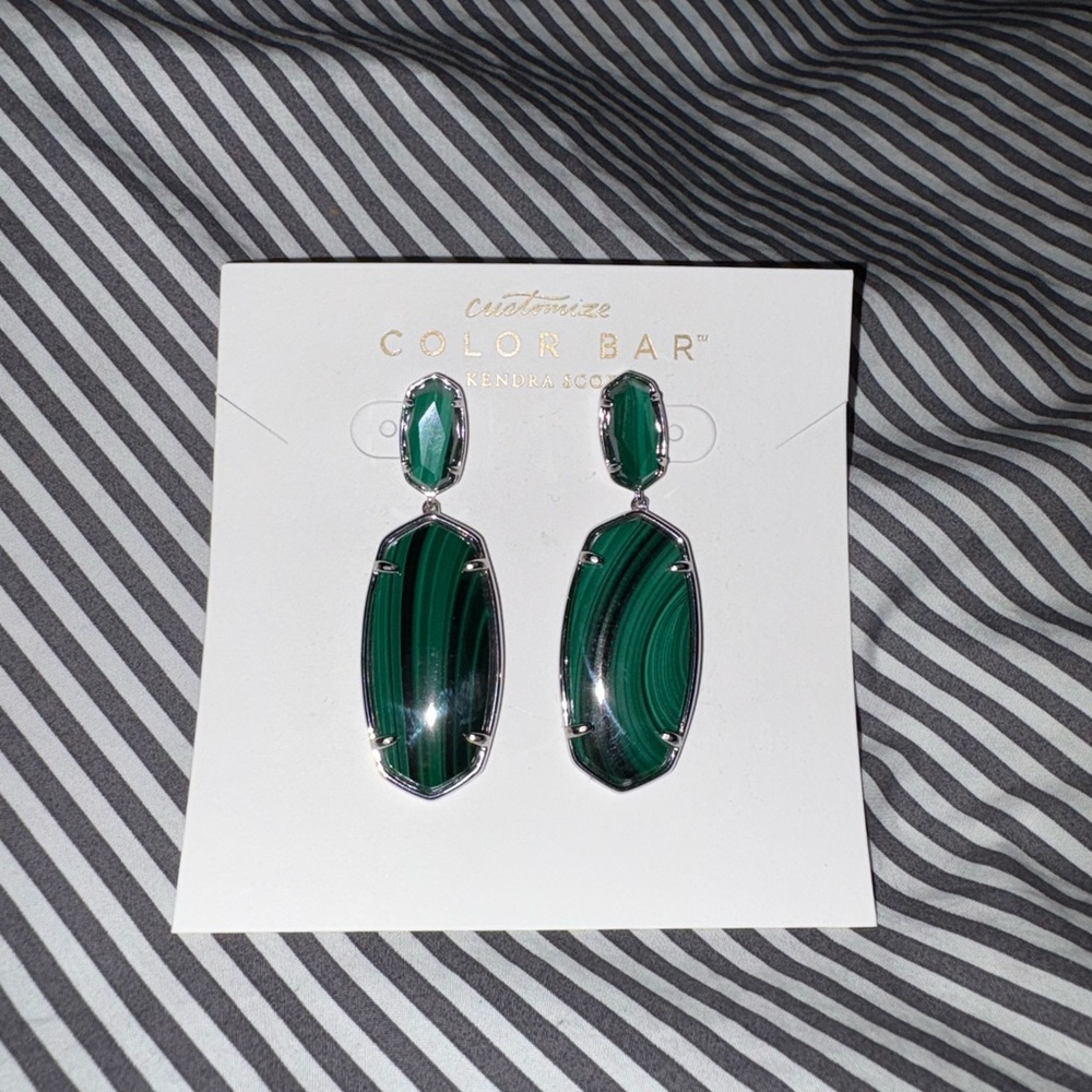 Kendra Scott silver Elle Statements Green Malachite